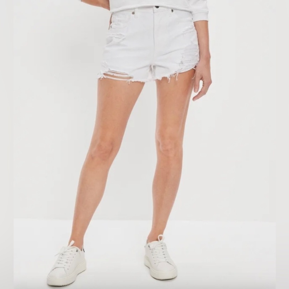 American Eagle White Denim Mom Shorts